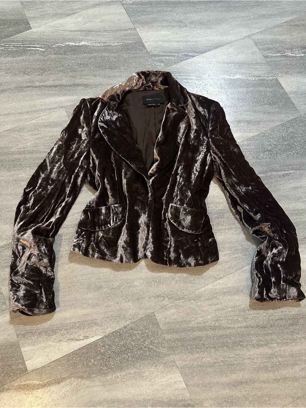 Vintage Y2K BCBGMAXAZRIA crushed velvet blazer jacket S